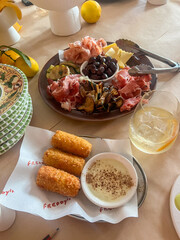 Antipasto platter and croquettes
