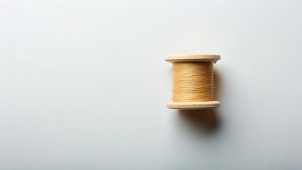 Natural Organic Cotton Thread Spool Minimalist Flat Lay Stock Photo