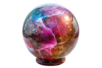 Mystical crystal ball with an ethereal aura and large size isolated on transparent background