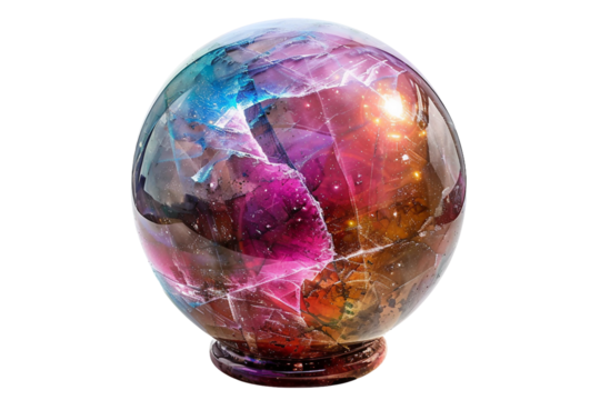 Mystical crystal ball with an ethereal aura and large size isolated on transparent background