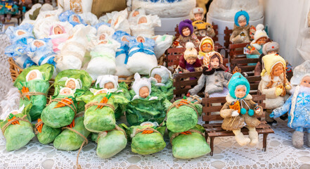 Traditional Russian Toys Made from Cotton Wool