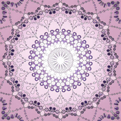 Vector hand drawn doodle mandala with hearts. Mandala isolated on the white background. Ethnic mandala with colorful ornament. Bright colors. Isolated. Illustration on doodle style. 