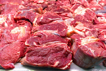 Fresh Cuts of Pork and Beef on Display
