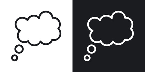 Dream cloud icon set in black and white stroke lines