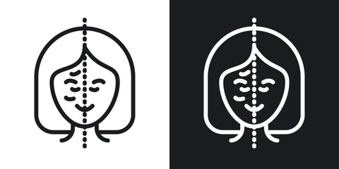 Facelifting procedure icon set in black and white stroke lines