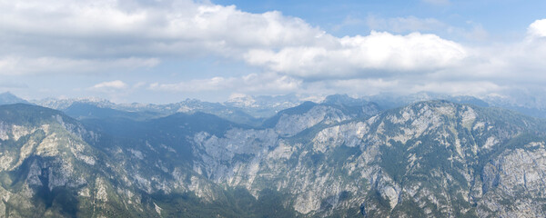 Mountian landscape at Vogel ski resort near Bohinj in Triglav National Park in Slovenia during summertime