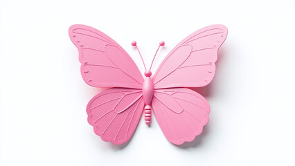pink butterfly cutout form isolated icon clean white background digital graphic design