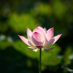Beautiful lotus flower blooming in serene water garden