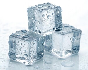 Close-Up of Ice Cubes with Water Droplets