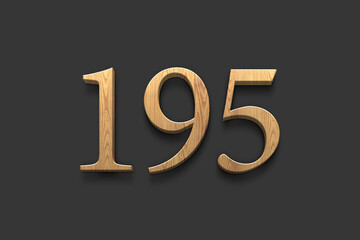 3D wooden logo of number 195 on dark grey background.