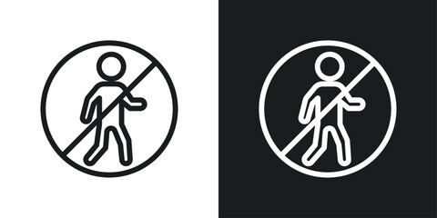 Fototapeta premium No entry sign set in black and white stroke lines