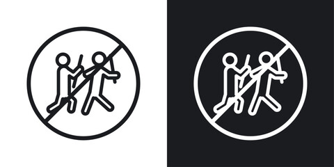 No fight sign set in black and white stroke lines