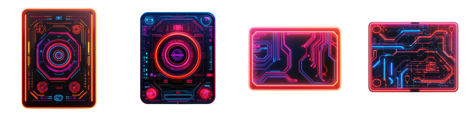 Fototapeta premium Futuristic digital circuit board backdrop with glowing neon colors intricate lines and geometric patterns representing the complex world of advanced intelligence and digital innovation
