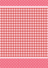 Pink fabric pattern with checkered pattern and dotted top
