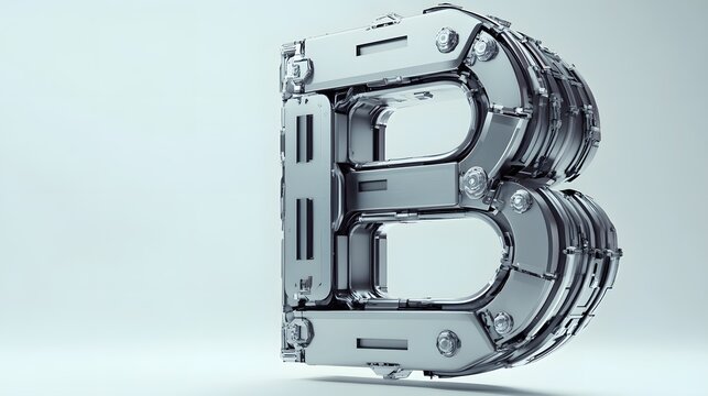 Mechanical B Letter: A sophisticated, mechanical B letter constructed with meticulous precision, showcasing a fusion of industrial design and technological artistry.