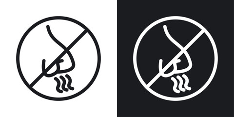 No smell sign set in black and white stroke lines