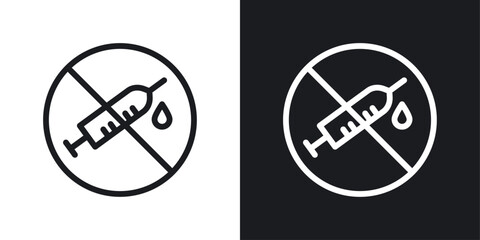 No syringe sign set in black and white stroke lines