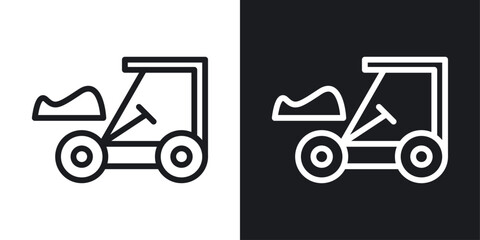 Road construction sign set in black and white stroke lines