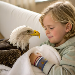 portrait of a young bald eagle