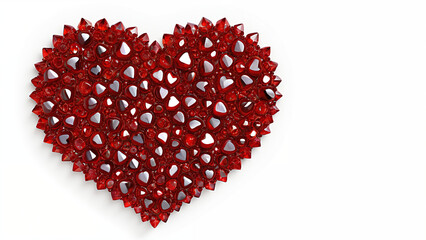 heart made of red crystals on a white background