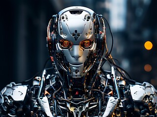 Fototapeta premium A Mechanical Portrait of a Cyborg