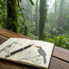 the artist draws a picture on a canvas