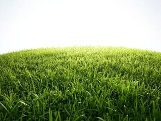Fototapeta premium A close-up of lush green grass on the top of an empty hill, isolated against a white background. This scene evokes feelings of tranquility and nature's beauty.