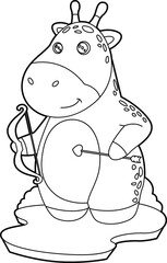 Giraffe Archer Bow Animal Vector Graphic Art Illustration