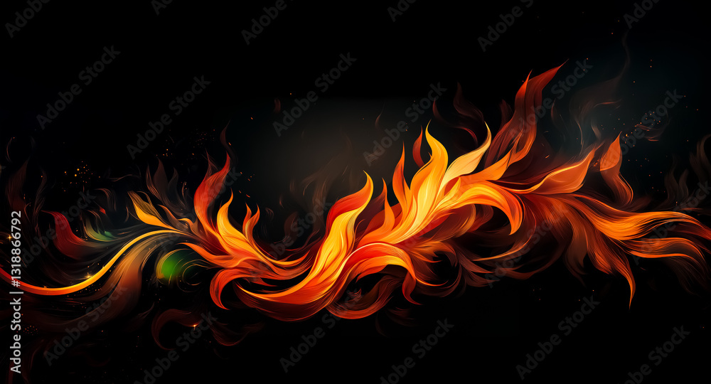 Leinwandbilder abstract fiery swirls dance across a dark backdrop, creating an energetic and warm display. dynamic 
