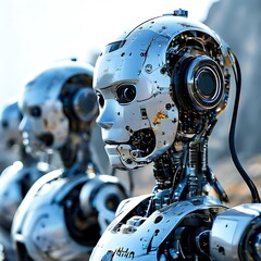 Fototapeta premium Metallic Robot with Exposed Gears