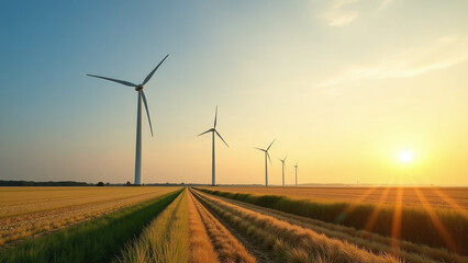 wind turbines stand tall large open agricultural