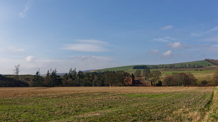 Obraz premium Edzell Castle a Historic monument run by Historic Environment Scotland within the Angus Glens near to West Water and Edzell.