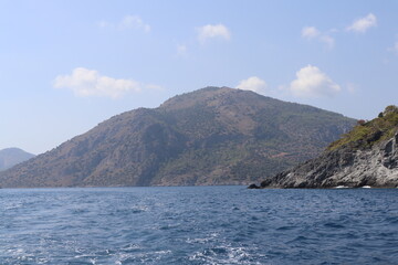 Fototapeta premium Aegean Sea and costal view near the Dead Sea (Olu Deniz) in Fethiye, Mugla, Turkey.
