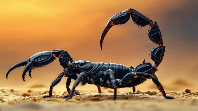 Black Scorpion on Sand Dune at Sunset