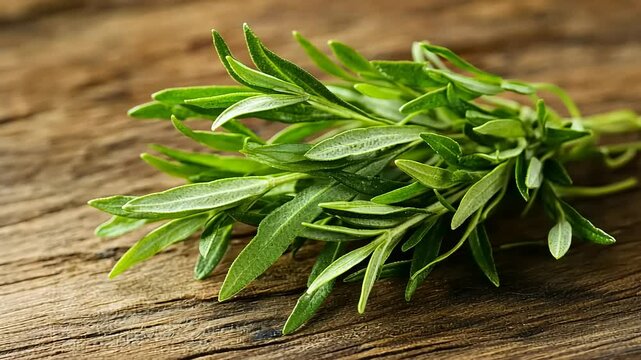 fresh herbs on wooden background