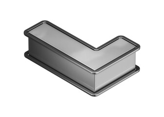 Top view font 3D letter L in polished silver. Isometric 3D rendering display typography suitable for poster, web, advertising and modern design projects.