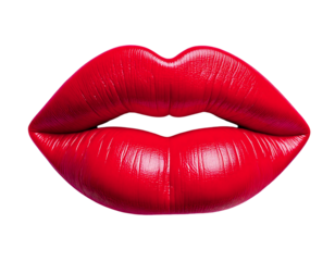 Closeup of luscious, red lips parted slightly, set against a clean white background.  A bold statement of beauty, desire, and sensuality. Perfect for cosmetics, fashion, or romancethemed projects.