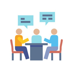 Flat Style Business Meeting Icon for Corporate Discussions, Teamwork, and Conferences
