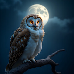 owl in the night sky
