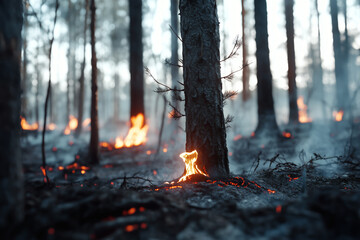 Obraz premium Forest fire burning