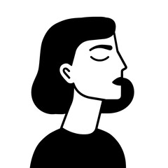 Fototapeta premium Elegant black and white vector art depicting a woman in profile with a serene expression