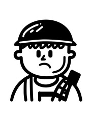 Obraz premium Cute cartoon construction worker character with a helmet and tool showcasing determination in a friendly manner