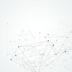 Geometric concept structure network. Abstract polygonal with connecting dots and lines. Connection science vector