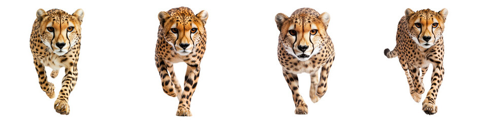 Obraz premium Cheetah running at high speed through the wild displaying its incredible agility and power as it hunts for prey in its natural habitat