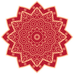 Vector Japanese pattern in oriental geometric traditional style. Festive ornament for lunar chinese new year decoration. Red and golden asian creative motif. Abstract Waves and Circles.