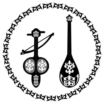 Kazakh musical instruments dombra and kobyz