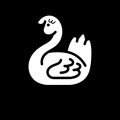 Obraz premium Elegant white swan gracefully resting on the water's surface, showcasing simplicity and beauty in a minimalist style