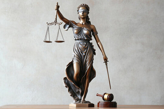 Statue of Justice with Scales and Gavel