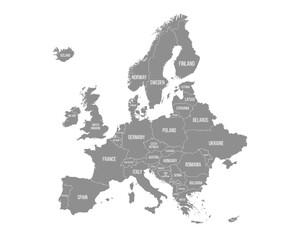 Europe map. Map of Europe with country names. Europe background. Vector Illustration
