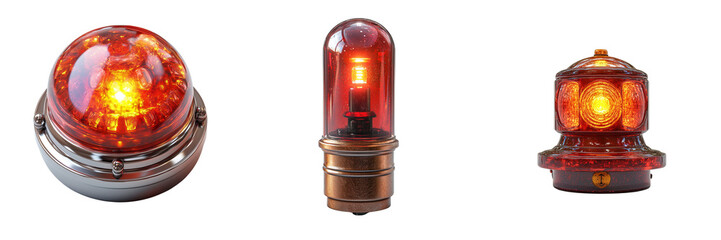 Emergency signal lights on a transparent background industry graphic close-up